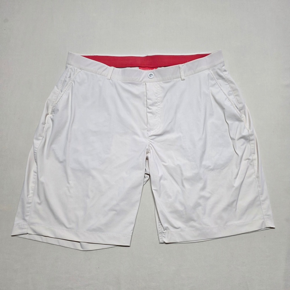 REDVANLY Men Performance Golf Stretch Shorts Cream Size XL Pull on